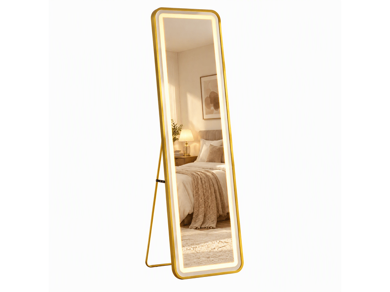  Miroir 150×40 cm –  lumières led dimmables – verre hd antidéflagrant –  cadre doré – cadre en aluminium pour chambre à coucher  - Conforama A