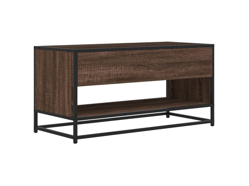  Meuble tv - banc tv - meuble de rangement chêne marron 91x40x46 cm bois d'ingénierie et métal  - Conforama E