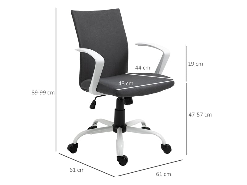  Fauteuil de bureau pivotant ergonomique à hauteur réglable, 61 x 61 x 89-99 cm, gris foncé  - Conforama E