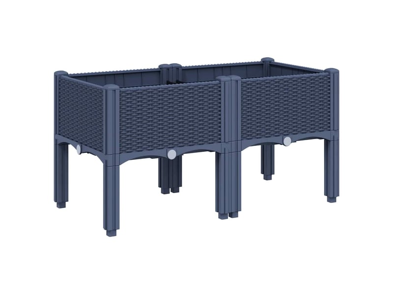  Jardinière - bac à fleurs avec pieds bleu gris 80x40x42 cm pp  - Conforama A
