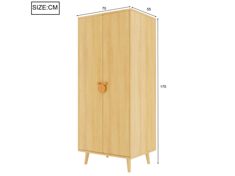 Armoire modenvie 2 portes 70 x 55 x 170 cm rangement bois naturel - Conforama C