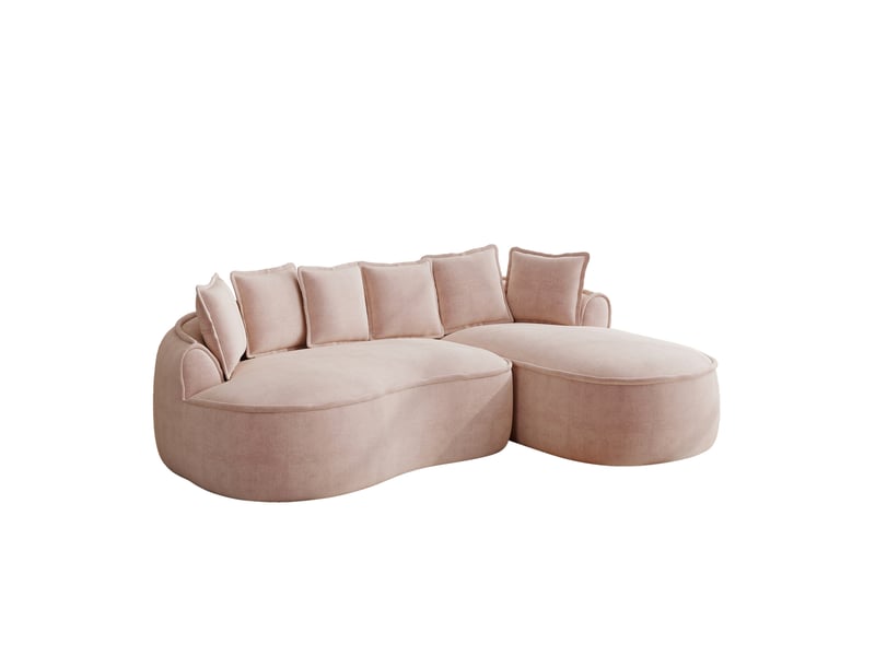  Canapé d’angle modulaire 3 places en chenille rose avec méridienne  - Conforama A