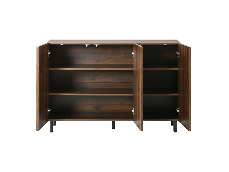  Meuble à chaussures avec 3 portes, étagères réglables et pieds en métal pour entrée en mdf, 120×37×80 cm noyer  - Conforama E