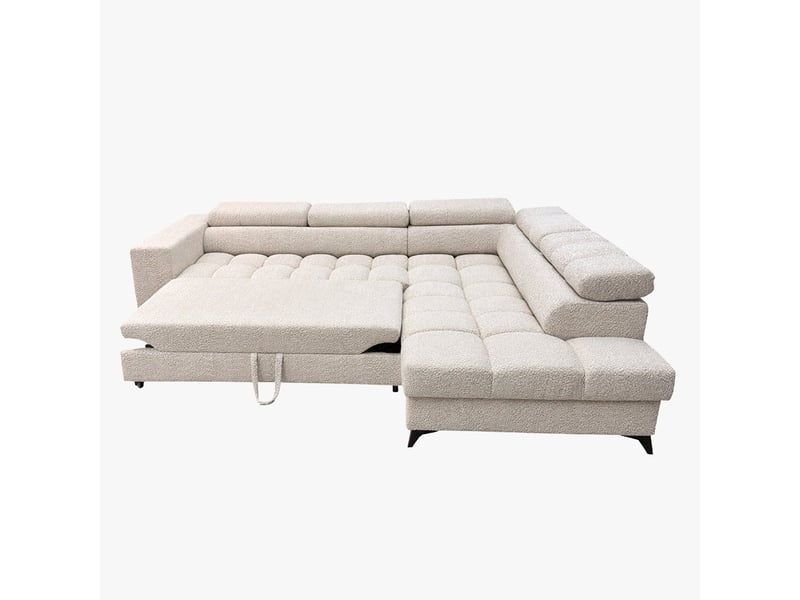 Canapé d'angle convertible avec coffre et têtières relevables en - Conforama C