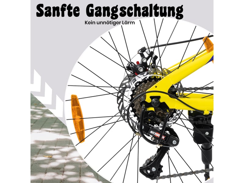  Vtt enfant 24 pouces 6 vitesses métal jaune  - Conforama D