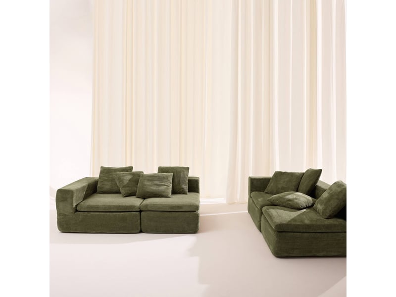  Canapé modulable tissu chenille 5 places vert - movi  - Conforama E