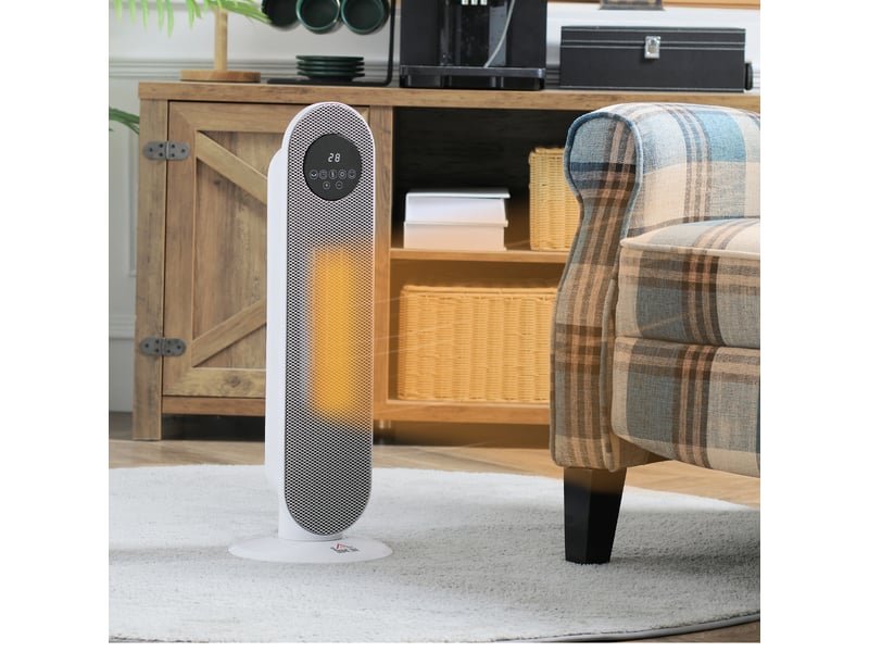  Chauffage d'appoint radiateur soufflant radiateur céramique oscillant 15-40°c avec télécommande 13002000w, 21 x 21 x 63,5 cm  - Conforama B