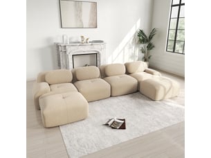 Canapé modulable, canapé de salon, en velours, beige, sans montage, sans structure, chambre, pour salon