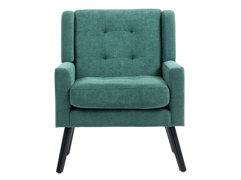 Fauteuil avec dossier capitonné et coussin épais, design ergonomique pour petit espace, rembourré vert rétro 68 × 76 × 88 cm - Conforama A