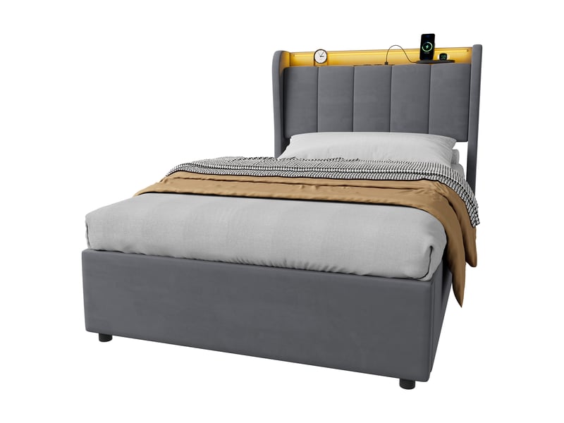  Lit simple 1 place sans matelas, structure en bois, design épuré pour chambre adulte  - Conforama E