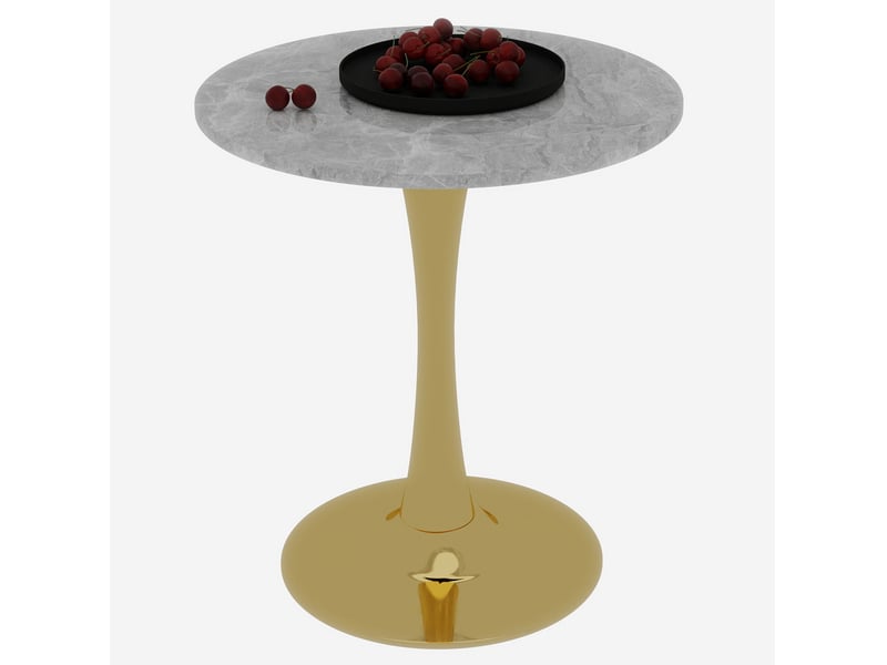  Table basse ronde 77.5x77.5x15.5 cm en marbre artificiel doré  - Conforama A