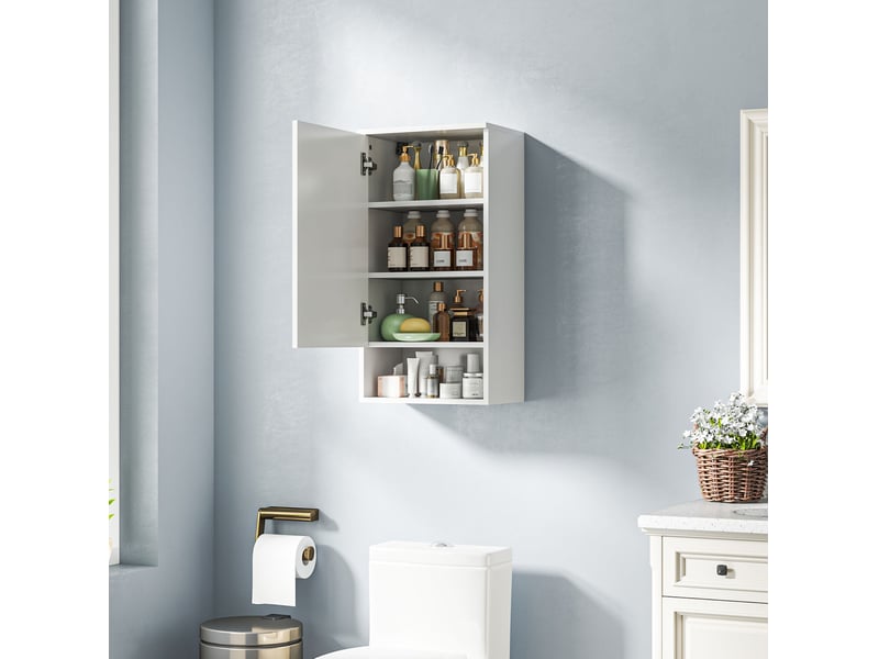  Armoire murale 40x27x77 cm porte sans poignée panneau de particules et mdf blanche  - Conforama B