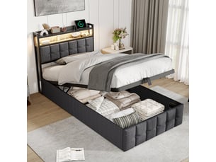 Lit simple 90x200 cm FOERPL   coloris gris