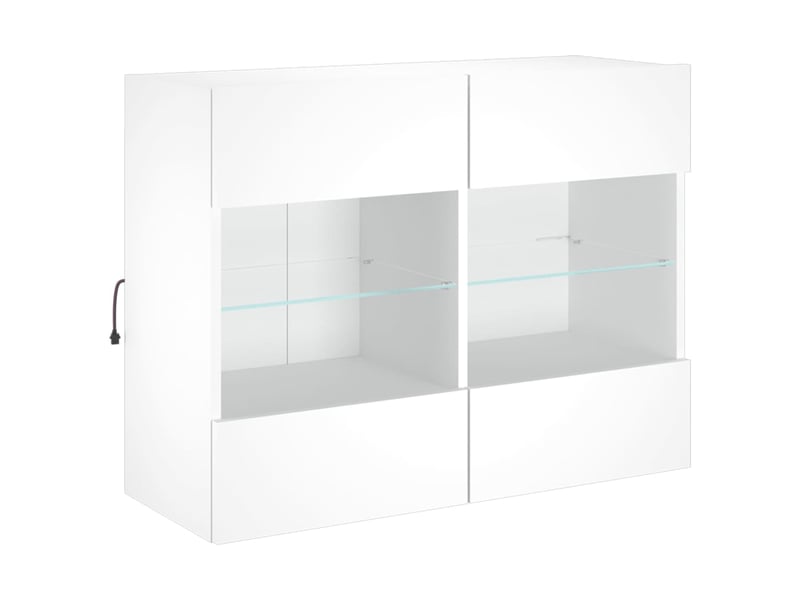  Meuble tv - banc tv - meuble de rangement mural avec lumières led blanc 78,5x30x60,5 cm  - Conforama E