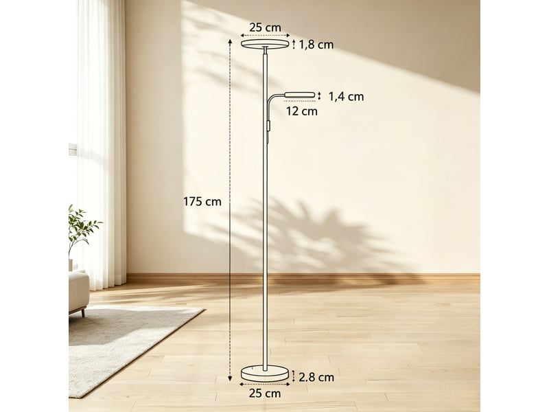  Lampadaire led 25x25x175 cm réglable métal noir  - Conforama E