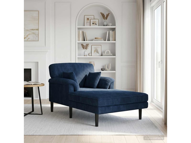 Vidaxl méridienne bleu marine tissu en velours côtelé - Conforama B