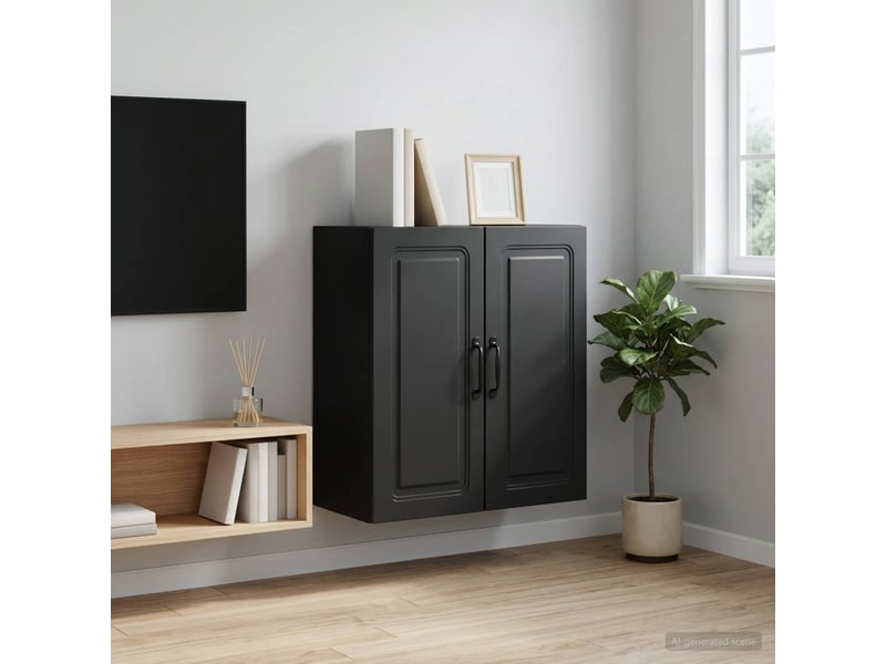  Armoire murale salon, meuble de rangement 59 x 31 x 60 cm bois d'ingénierie noir shl6591  - Conforama B