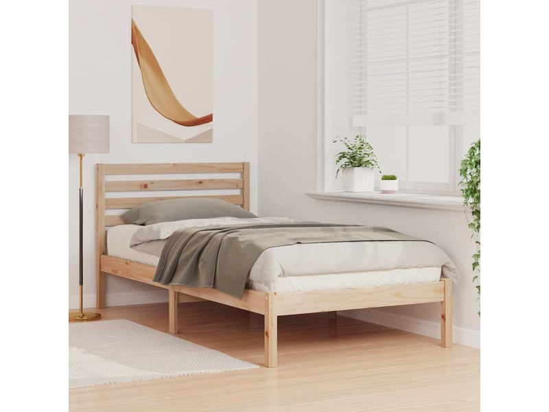  Lit simple- lit adulte -  cadre de lit avec tête de lit marron 90 x 200 cm pin massif  - Conforama B