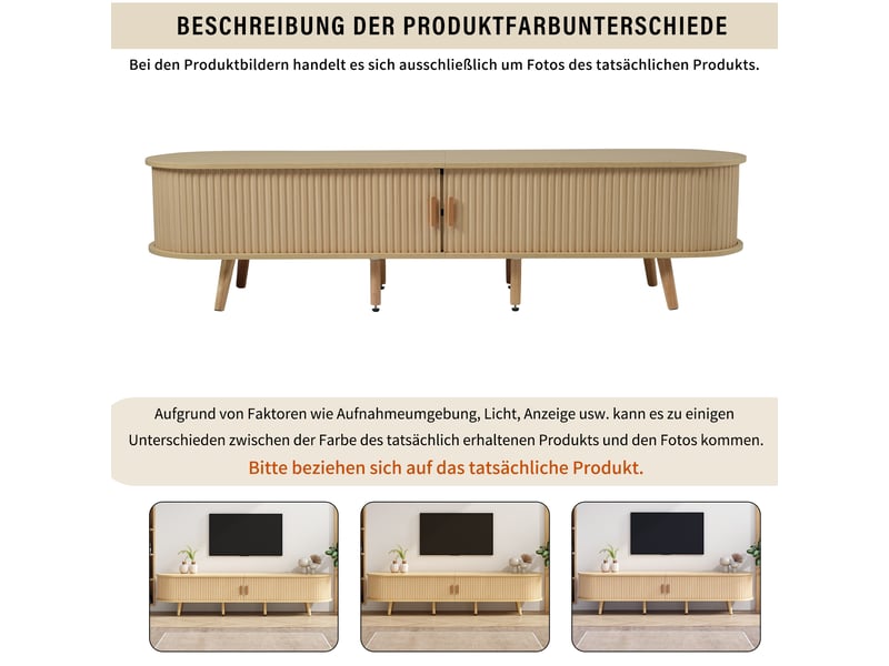  Ensemble armoire tv et table basse - bois - mdf - noyer clair - 175x40x42 cm - tiroirs doubles 100x50x40cm - Conforama E