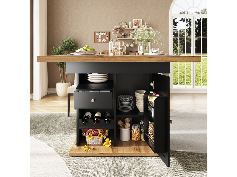  Table de séjour rectangulaire avec allonge noir - 80x110-140max.cm mdf table noir - Conforama D