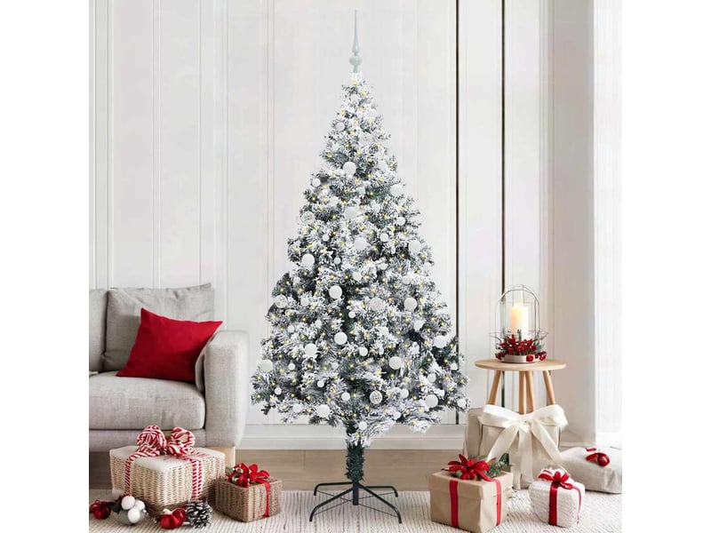  Sapin de noël - arbre de noël artificiel blanc 210 cm pvc, acier et plastique  - Conforama B