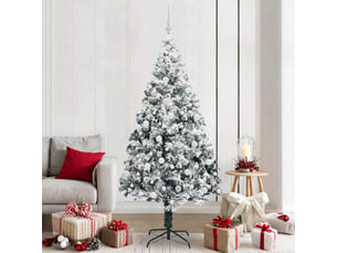 Sapin de noël - arbre de noël artificiel blanc 210 cm pvc, acier et plastique