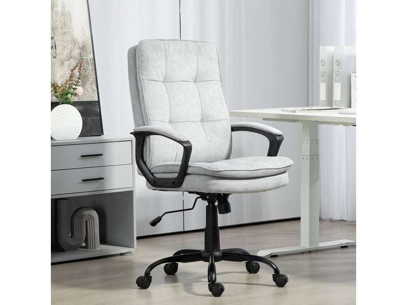  Chaise de bureau ergonomique à dossier haut, hauteur réglable et fonction bascule, grise  - Conforama D