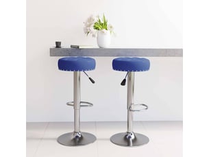 Lot de 2 tabouret de bar, chaise de bar bleu tissu shl44020