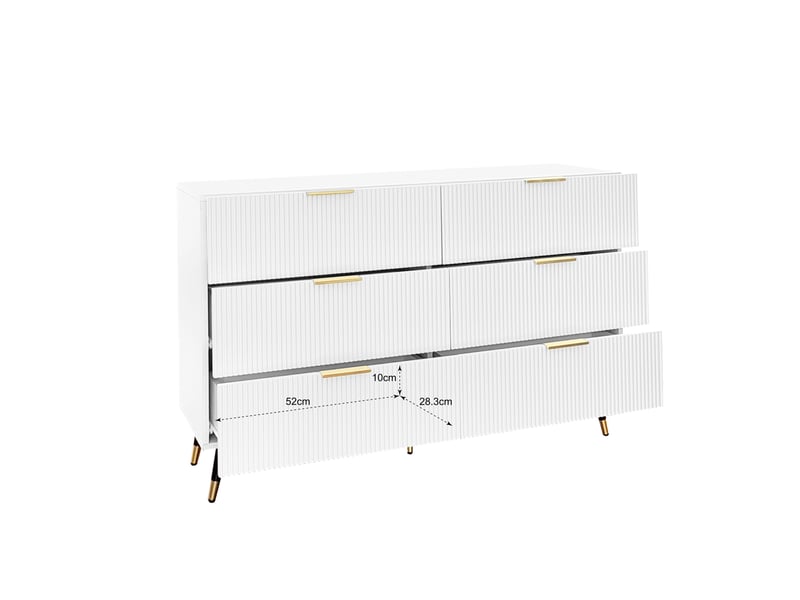  Buffet à 6 tiroirs – design moderne blanc et doré – 120 x 40 x 77 cm  - Conforama D