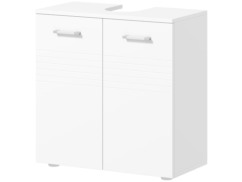  Meuble sous lavabo 2 portes blanc brillant, étagère réglable, 60 x 30 x 62,5 cm  - Conforama B