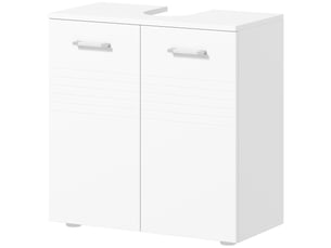 Meuble sous lavabo 2 portes blanc brillant, étagère réglable, 60 x 30 x 62,5 cm
