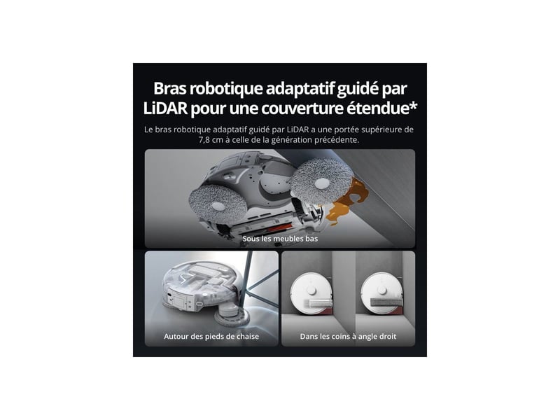  Robot aspirateur laveur transparent avec lidar et contrôle par application DJI6937224160538 - Conforama C