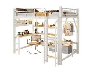 Lit mezzanine 140x200 cm <strong>MODENUIT </strong> <strong></strong> coloris blanc