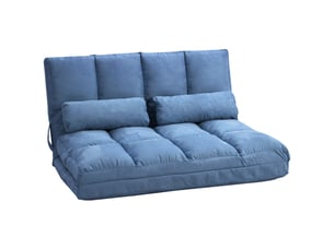 Chauffeuse matelas d'appoint pliant convertible - inclinaison dossier réglable 14 positions - 2 coussins inclus, bleu