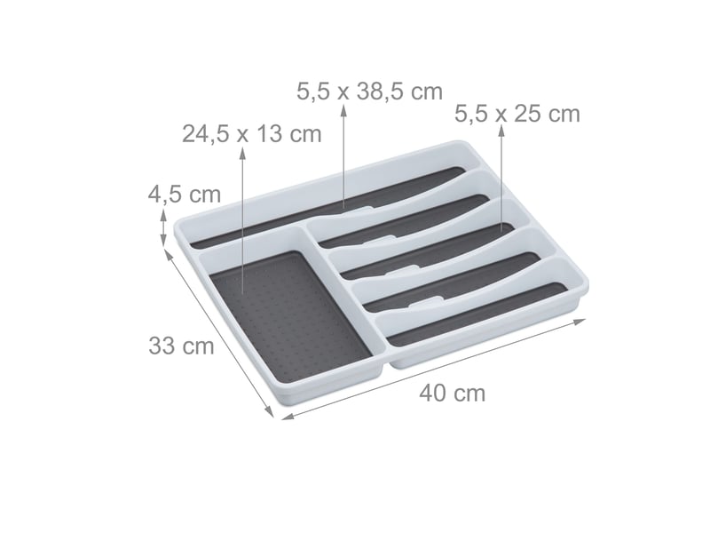  Boîte de rangement à couverts pour tiroir 4,5 x 33 x 40 cm 6 compartiments antidérapants finition épurée en plastique blanc 13_0010219  - Conforama B