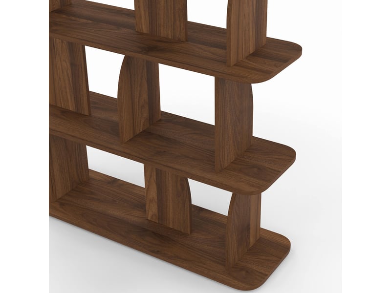  Etagère 5 niveaux japandi edith asymétrique effet noyer design arrondi  - Conforama E
