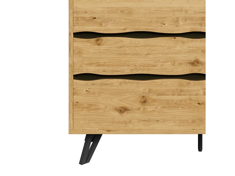  Buffet à 6 tiroirs – décor bois clair, pieds métalliques noirs – 120 x 40 x 75,5 cm  - Conforama E