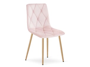 Lot de 2 chaises libra en velours rose clair avec pieds effet bois