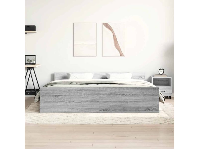  Lit double- lit adulte -  cadre de lit sans matelas sonoma gris 200x200 cm  - Conforama C