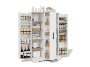 Buffet de cuisine blanche 78 x 35 x 120 cm avec rangement à épices, double porte, coulissant vertical 4 niveaux