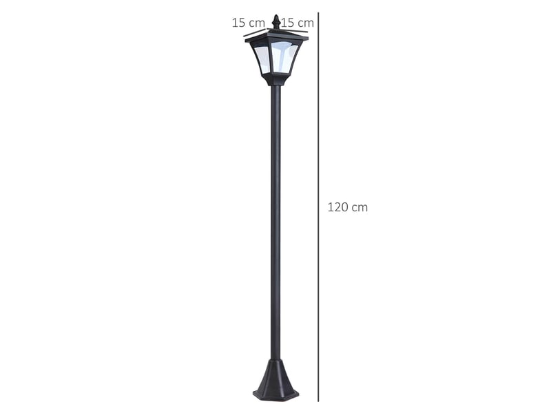  Lanterne solaire de jardin 15x15x120 cm à led style rétro métal noir  - Conforama C