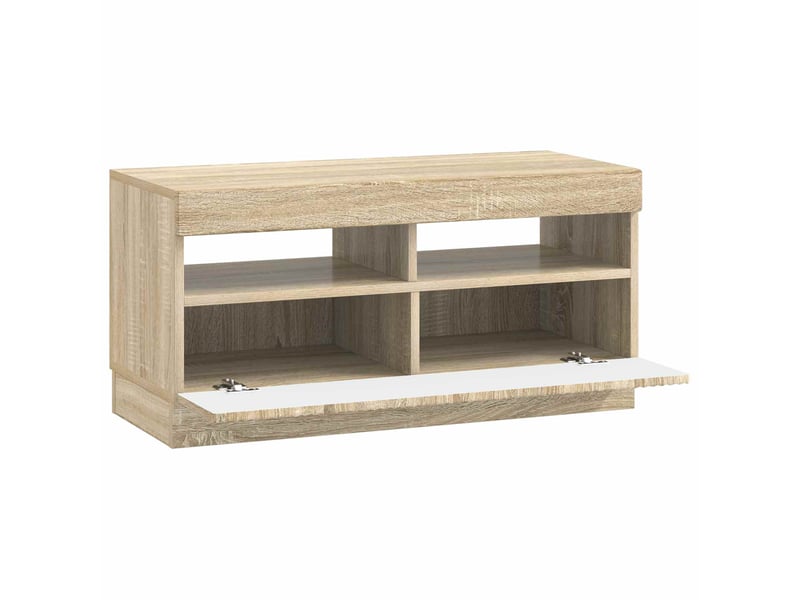 Meuble tv - banc tv - meuble de rangement led chêne sonoma bois d'ingénierie - Conforama E