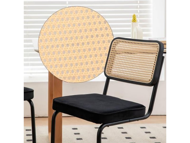  Lot de 2 chaises velours cannage, pieds chromés - style moderne, salle à manger, cuisine, salon  - Conforama D