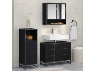 Ensemble de mobilier de salle de bain 3 pc chêne noir cf64358