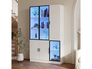 Vitrine coloris blanc 5 étagère(s) KORFEE - 73.4 cmx120 cm