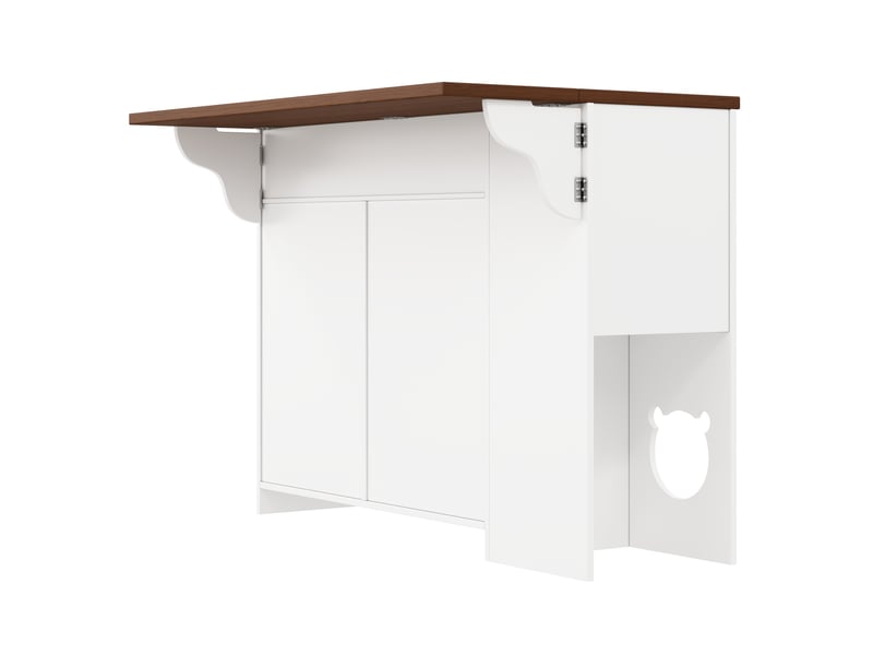  Buffet de cuisine 3 tiroirs, 2 portes et plateau extensible en mdf 120×40×90 cm blanc  - Conforama D