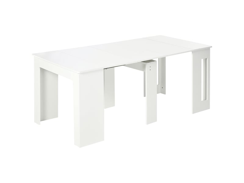 Table à manger extensible pour 4 à 6 personnes, table d'appoint multifonctionnelle pour bureau ou cuisine, 180 x 85 x 75 cm, blanche - Conforama A