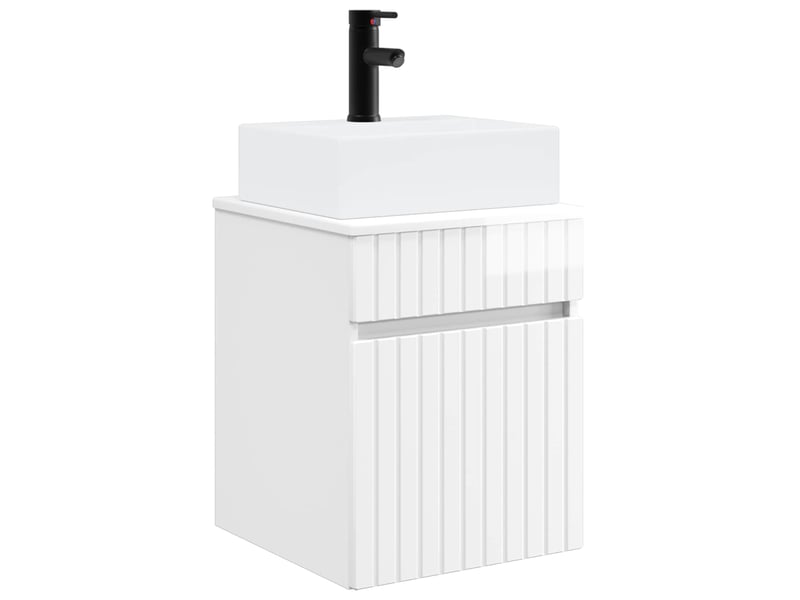  Meuble-sèche avec évier mural blanc brillant 39x41x62.5 cm  - Conforama A