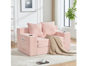 Canapé-lit moderne 2 places 133x87x64 cm rose sans matelas
