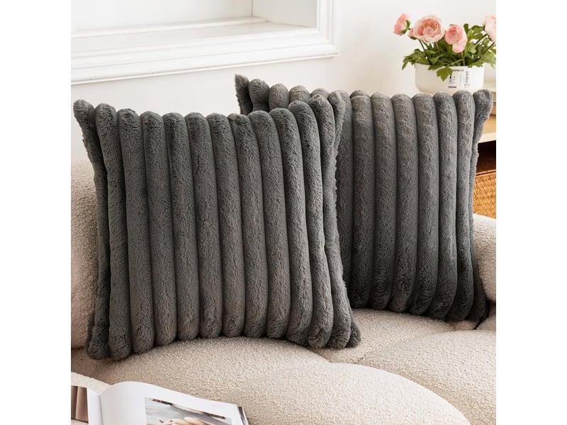  Taie d'oreiller en velours,45 x 45 cm,housse simple face,velours,gris sophistiqué,deux  - Conforama B